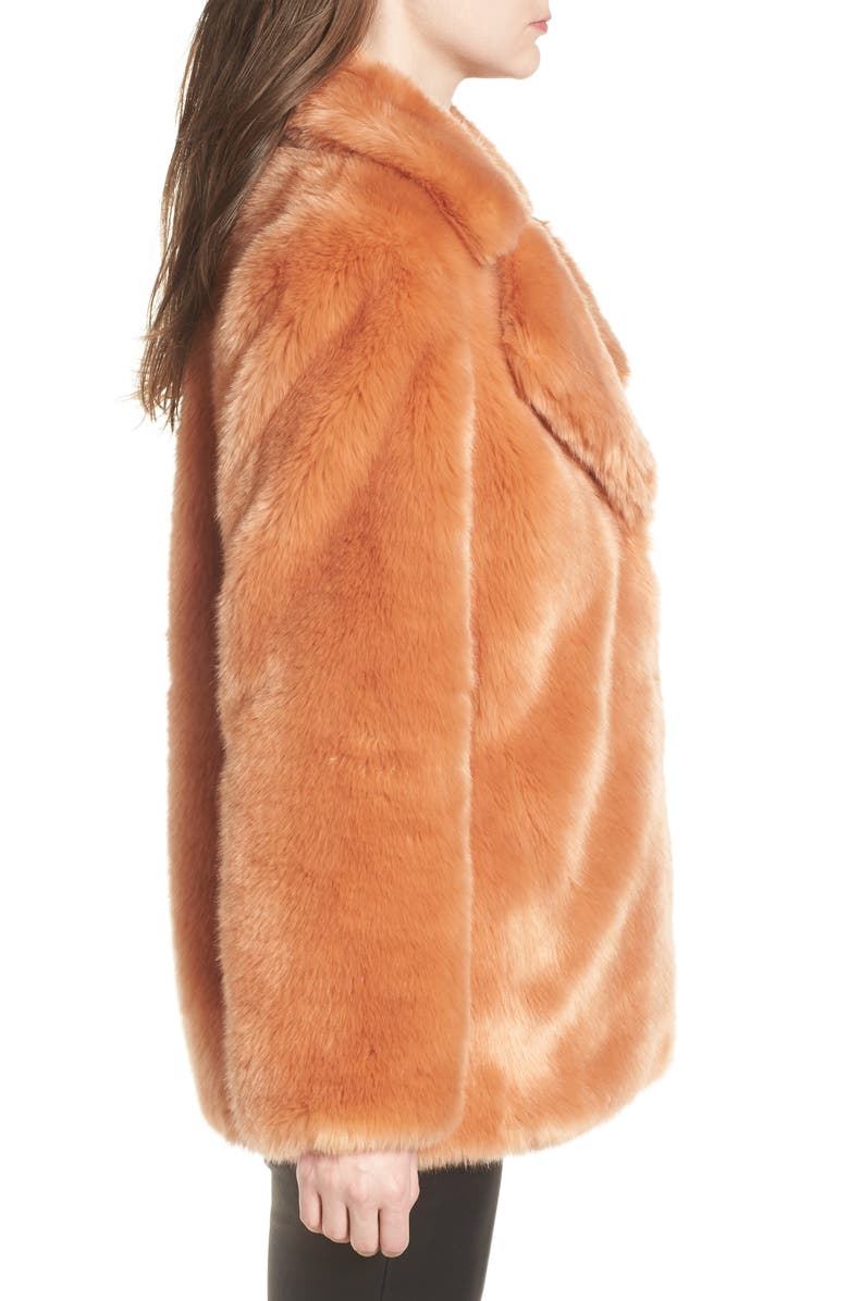 Avec Les Filles Notch Collar Faux Fur Coat, Alternate, color, 