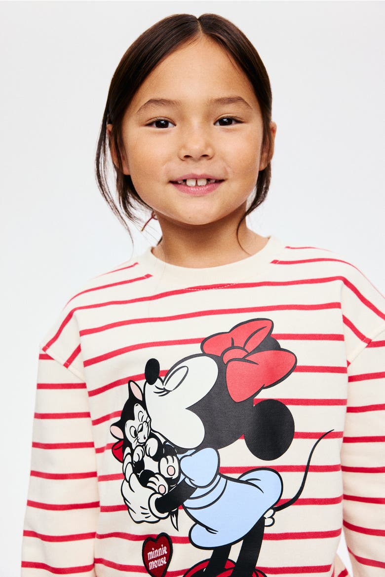 Printed Sweatshirt, Alternate, color, Cream/Minnie Mouse