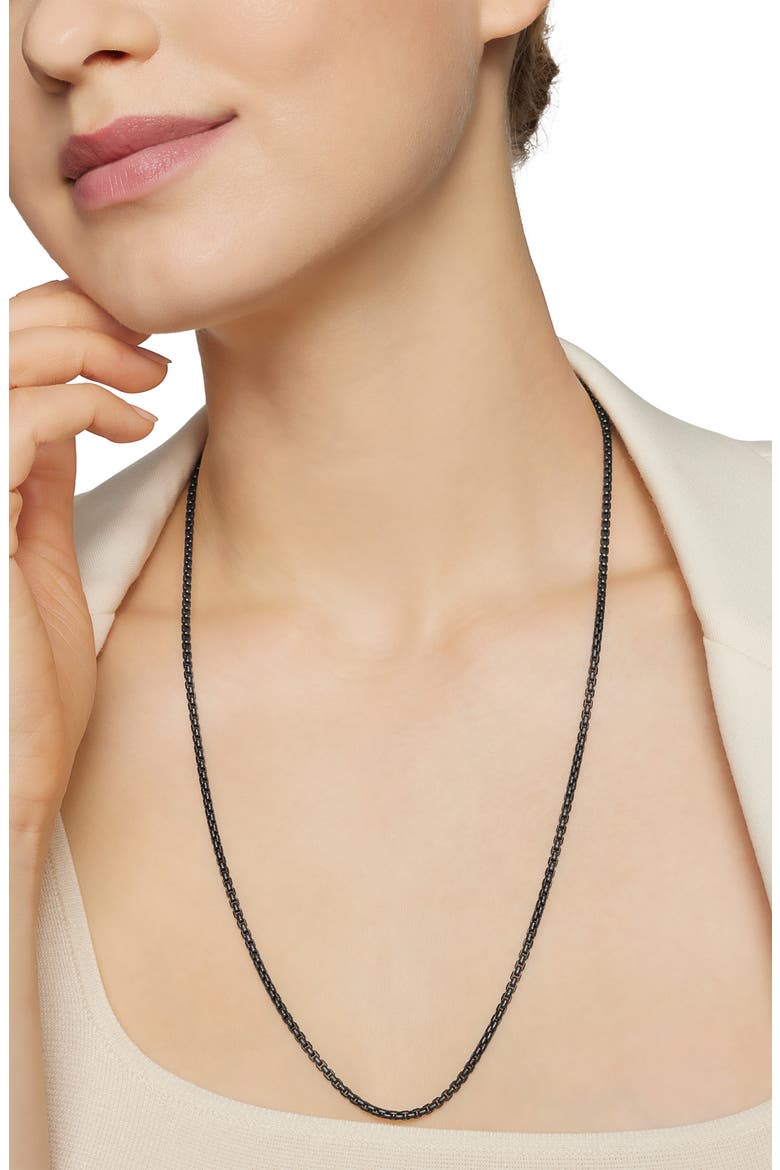 Box Chain Necklace in Darkened Sterling Silver, 2.7mm, Alternate, color, SILVER