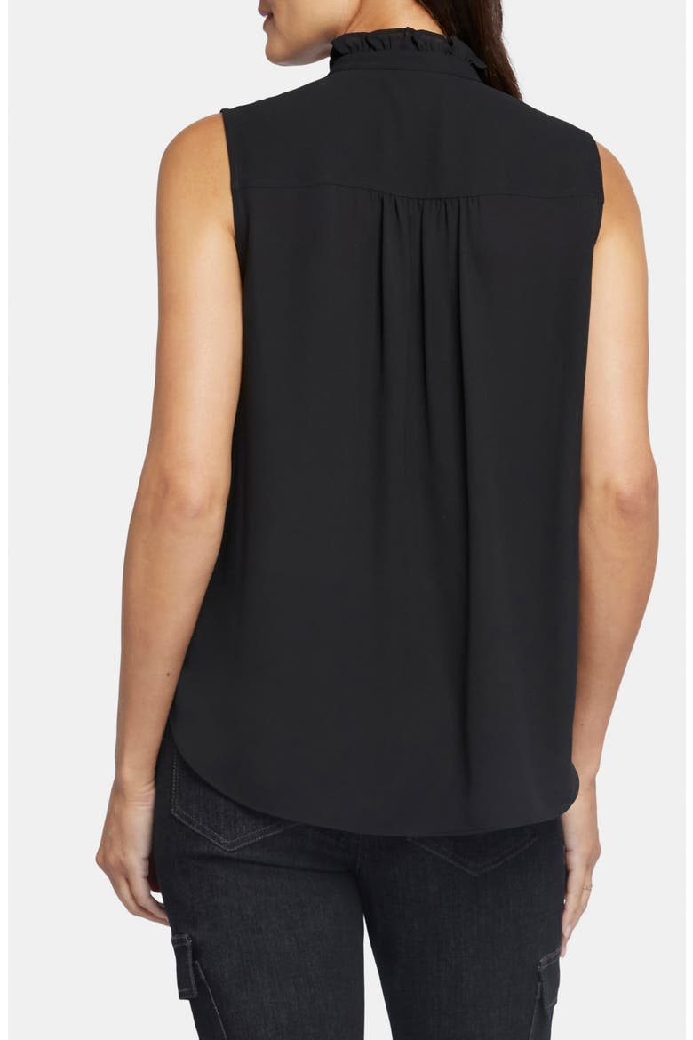 Print Ruffle Neck Sleeveless Top, Alternate, color, BLACK
