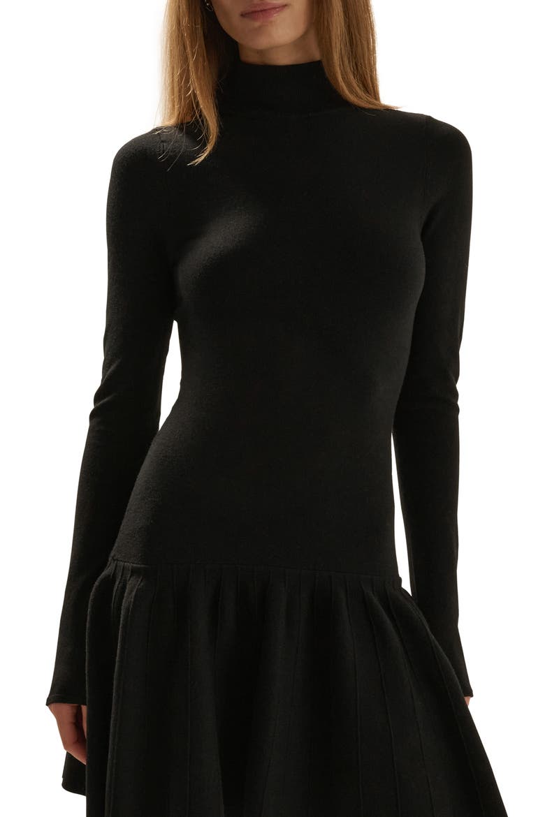 The Perfect Daughter Long Sleeve Wool Blend Minidress, Alternate, color, BLACK