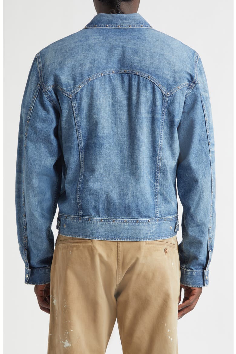Studded Denim Snap-Up Shirt Jacket, Alternate, color, DILLON WASH