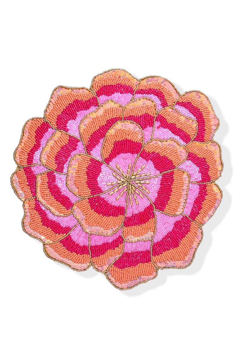 Tiramisu The Peony Sunset Beaded Placemat, Main, color, Pink