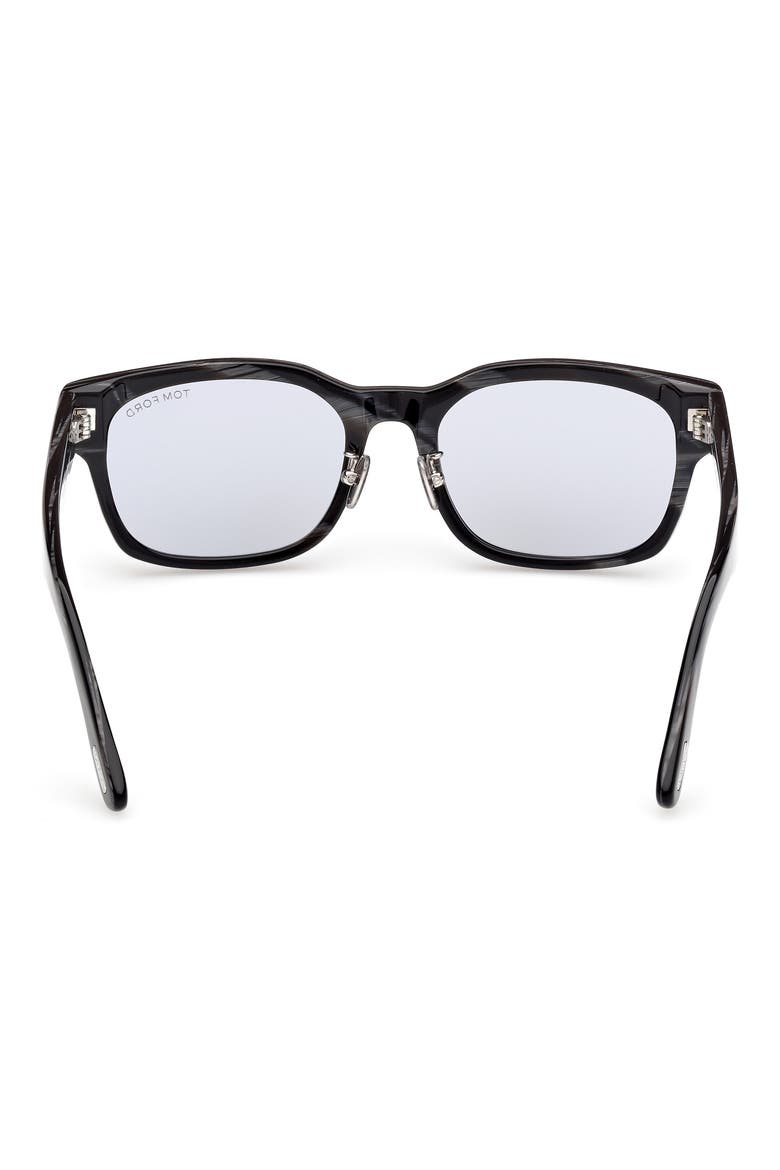 55mm Rectangle Tinted Sunglasses, Alternate, color, BLACK HORN / SMOKE