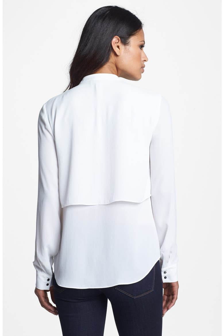 Band Collar Ruffled Shirt, Alternate, color, IVORY