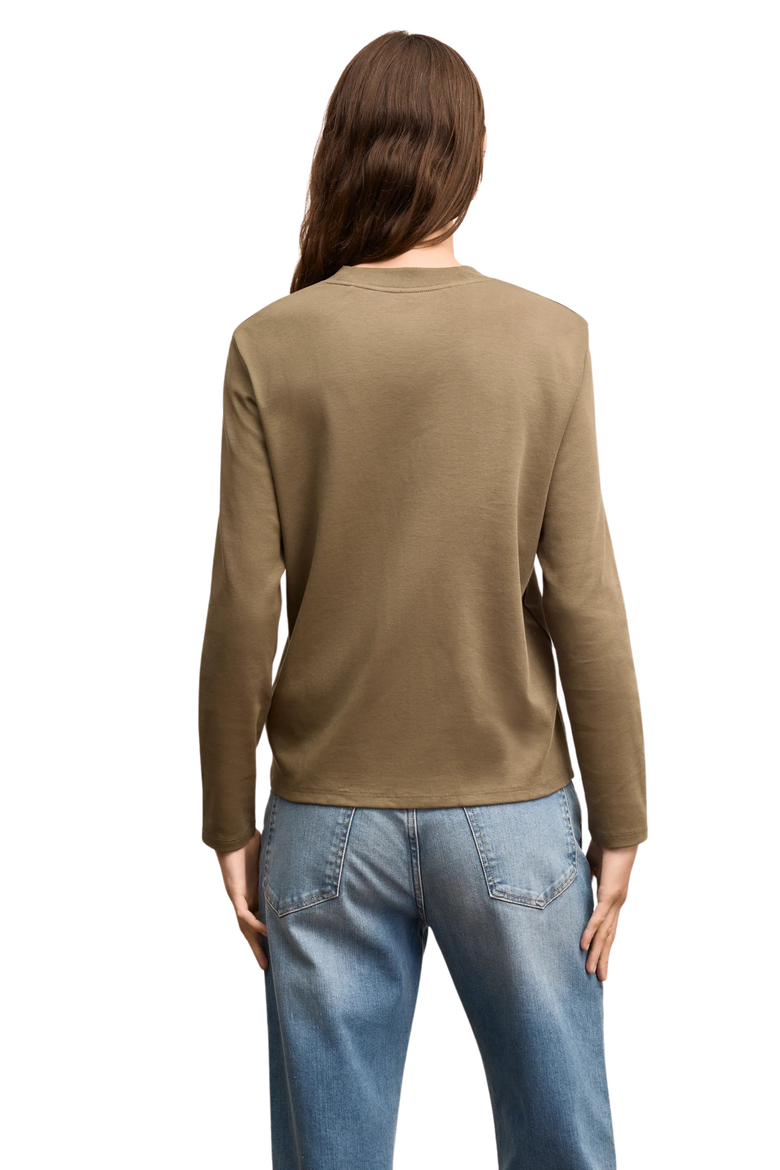 Raquel Organic Pima Cotton Long-Sleeve Tee, Alternate, color, Caraway