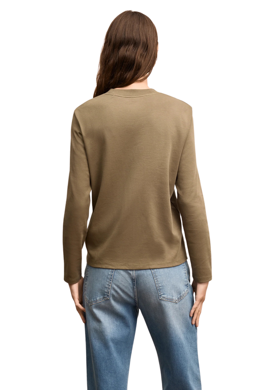 M.m.lafleur Raquel Organic Pima Cotton Long-sleeve Tee In Brown
