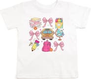 Sweet Wink School Doodle Bow Grid Short Sleeve T-Shirt