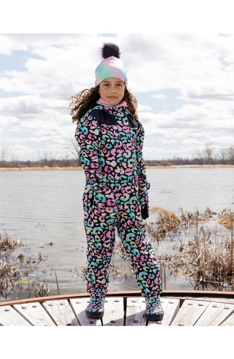 Deux par Deux Kids Mid-Season Animal One-Piece Outerwear, Alternate, color, Black Animal Print