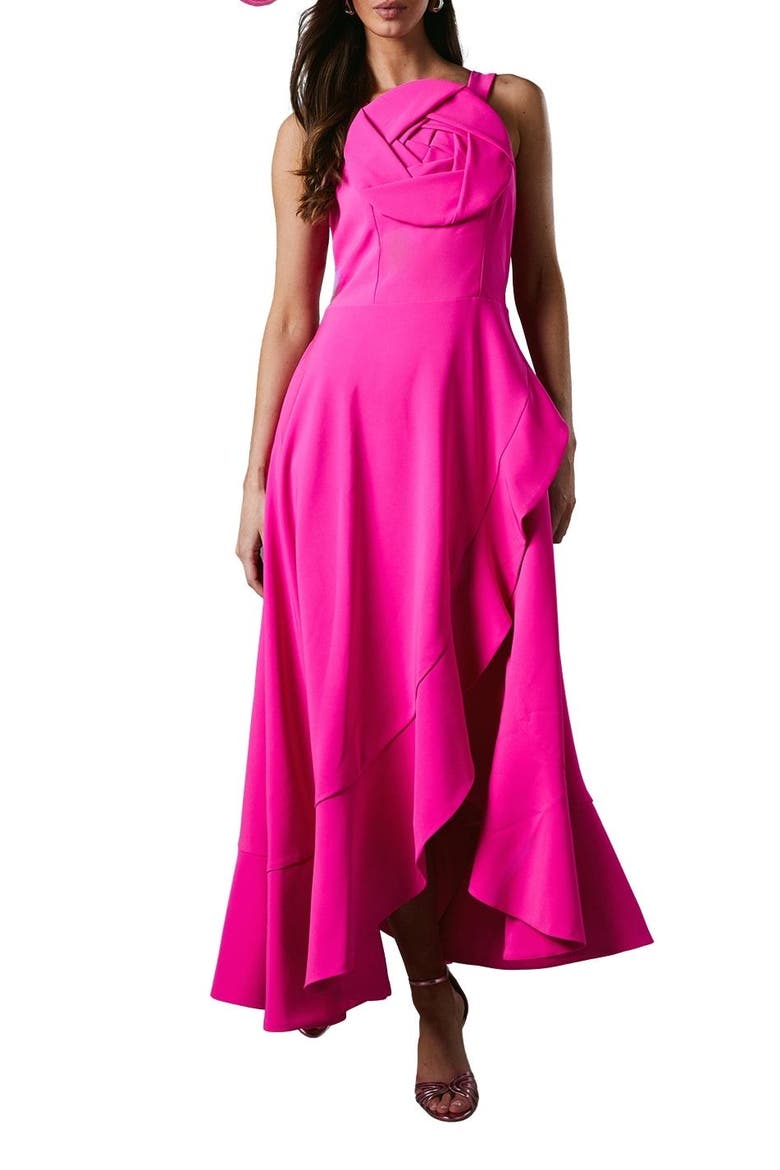 Strappy Crepe Corsage Midi Dress, Alternate, color, Pink