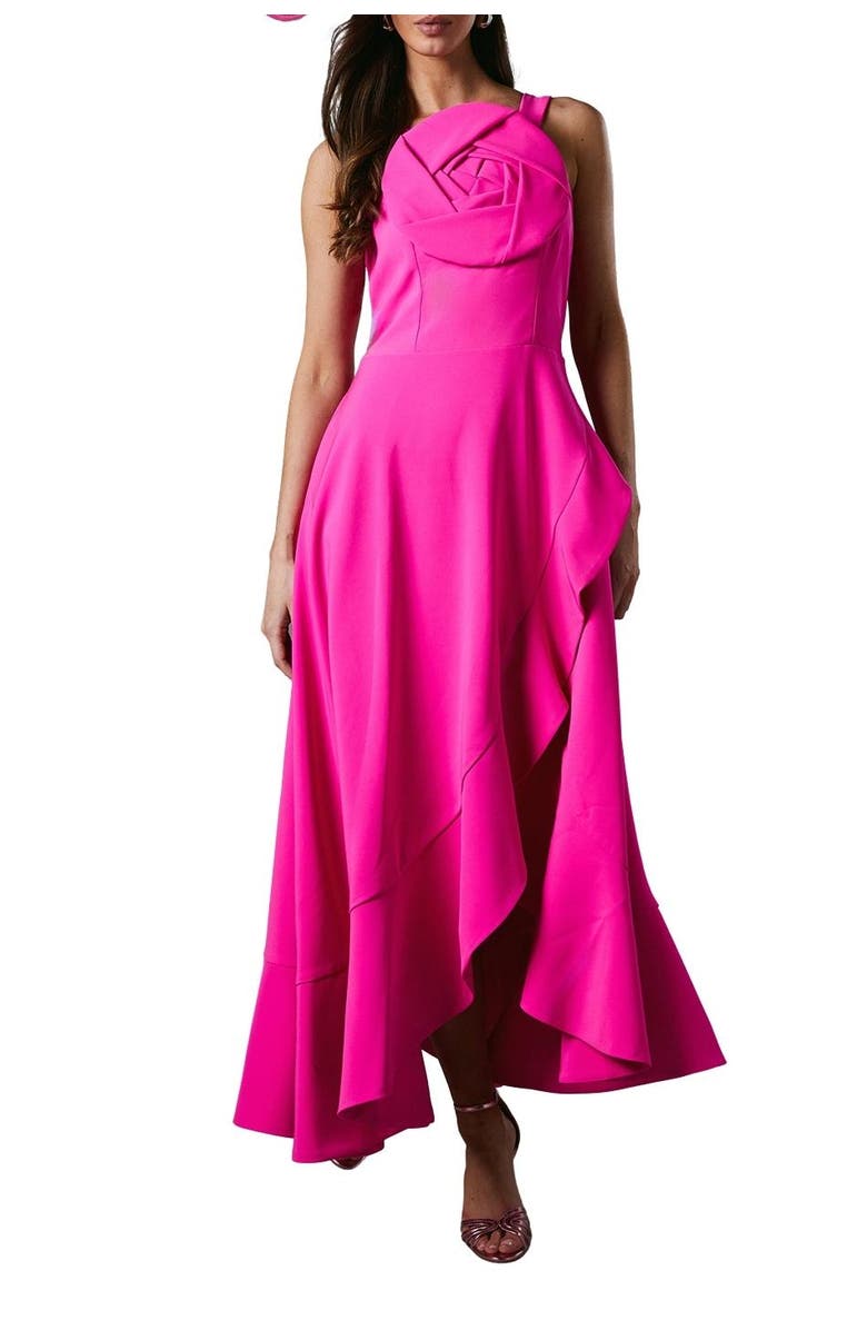 Coast Strappy Crepe Corsage Midi Dress, Alternate, color, Pink