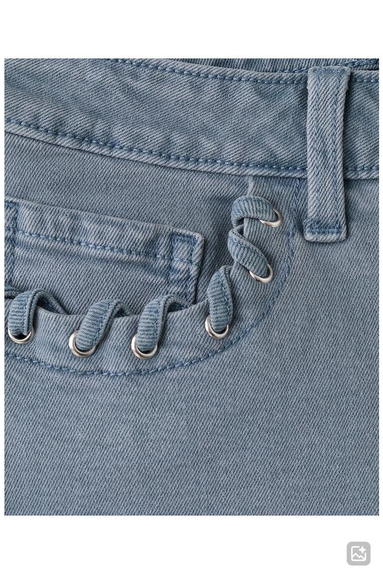 Whipstitch Trim Denim Mini Shorts, Alternate, color, BLUE