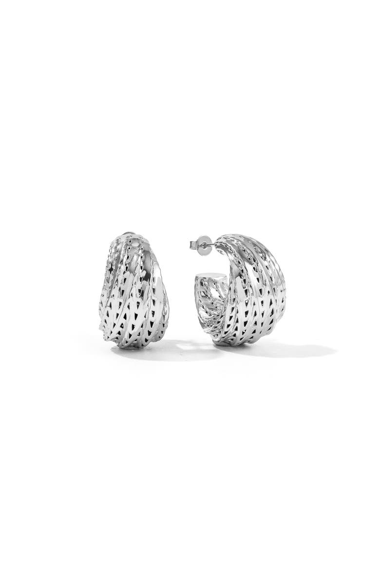 Flow Edgy Hoop Earrings, Alternate, color, Gold