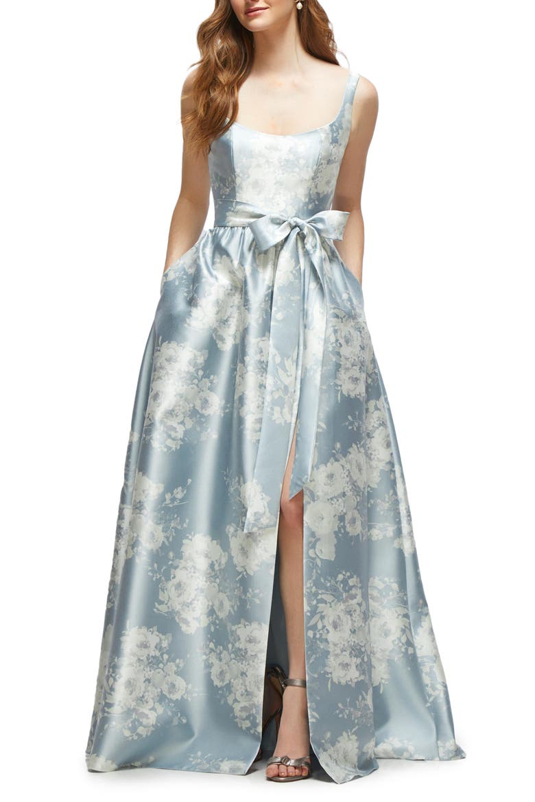 Floral Satin Twill Gown, Main, color, SERAPHINA FLORAL