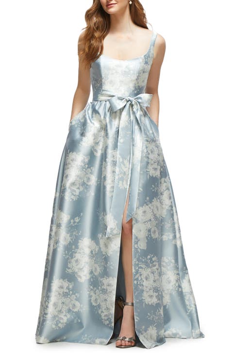 Floral Satin Twill Gown