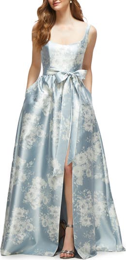 Floral Satin Twill Gown