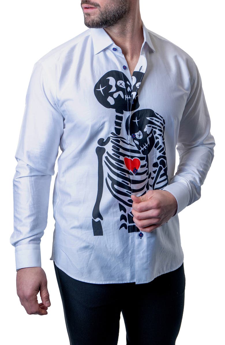 Maceoo Fibonacci Till Death White Button-Up Shirt, Main, color, 