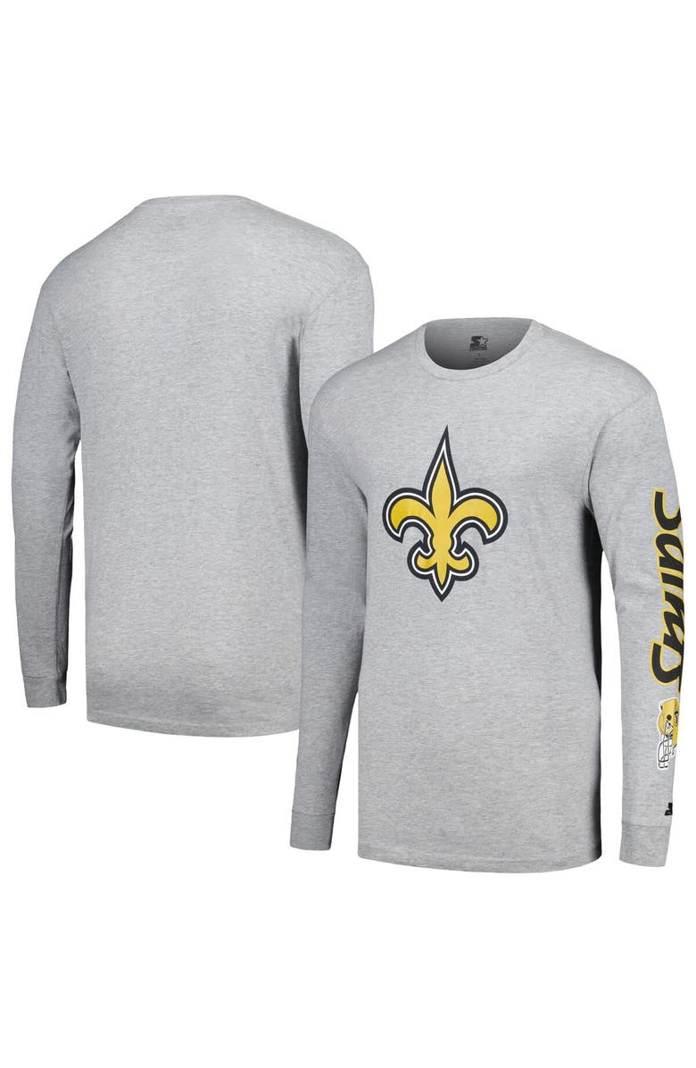 STARTER Men's Starter Heather Gray New Orleans Saints Halftime Long Sleeve T-Shirt, Main, color, Heather Gray