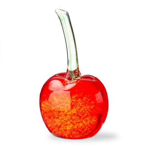 Red Art Glass Cherry Decorative Object 3.15x3.15x5.9 in
