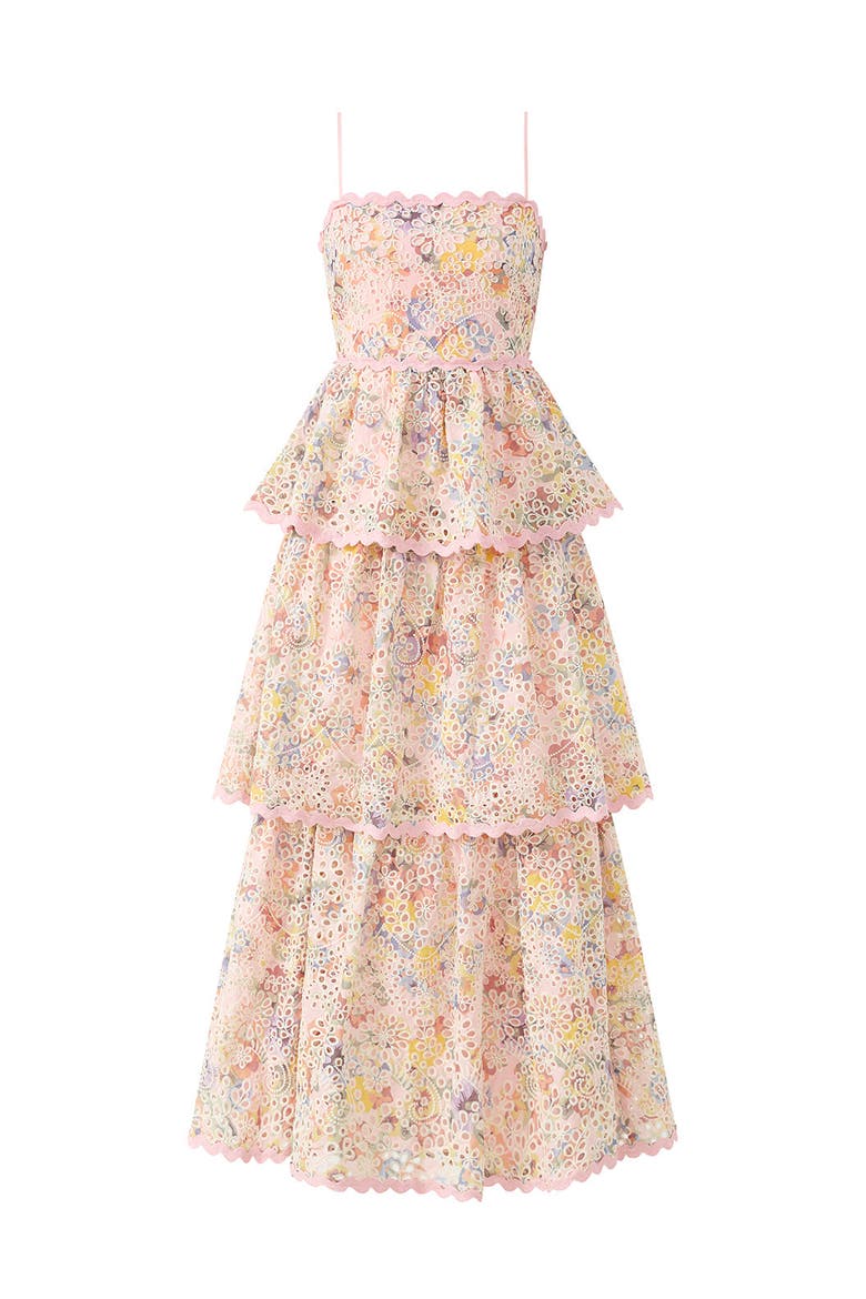 Alanna Frill Embroidered Maxi Dress, Main, color, Multi