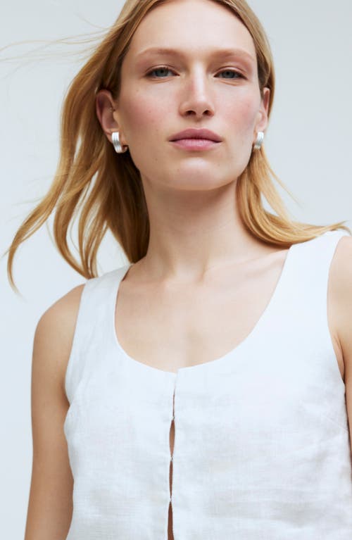 Shop Madewell Scoopneck Linen Crop Tank In Eyelet White