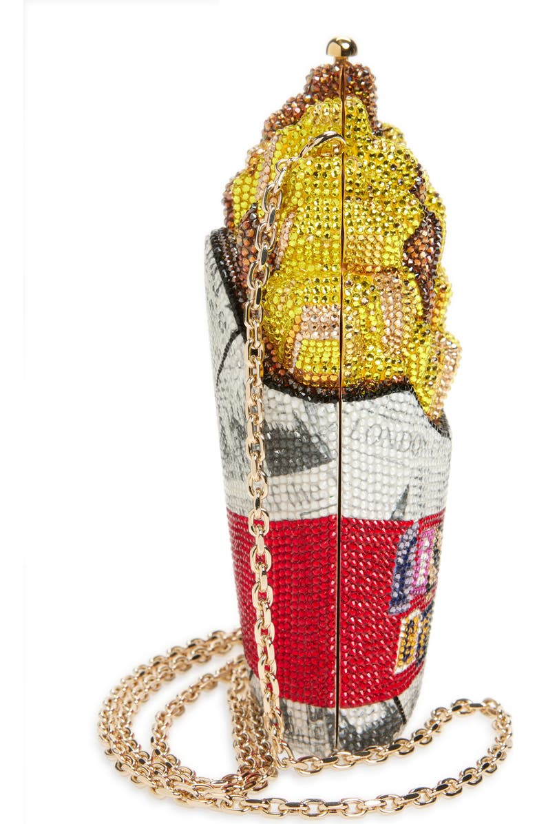 JUDITH LEIBER COUTURE French Fries & Chips Crystal Embellished Clutch, Alternate, color, Champagne Transparent Multi
