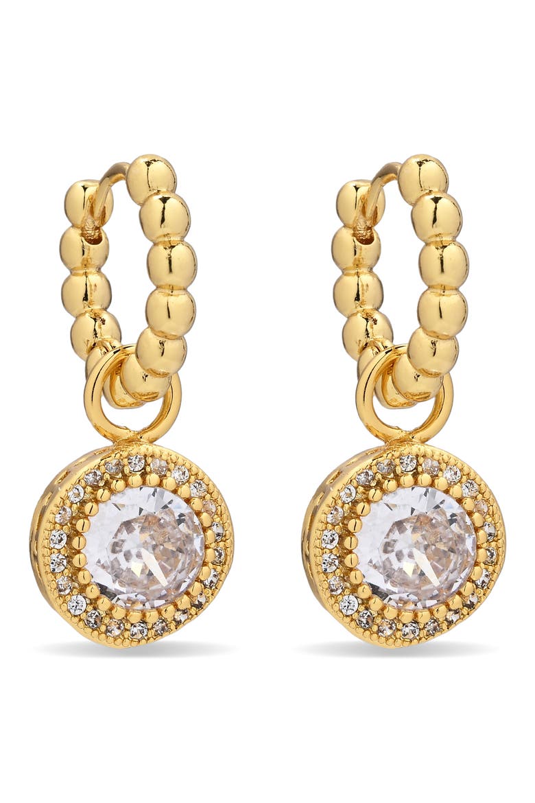 Starlit Promise Set of 3 Drop Charm Huggie Hoop Earrings, Alternate, color, GOLD