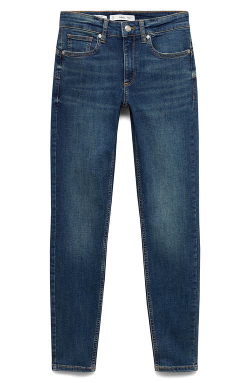 Mango Coated Low Rise Push-up Skinny Jeans In Dark Blue