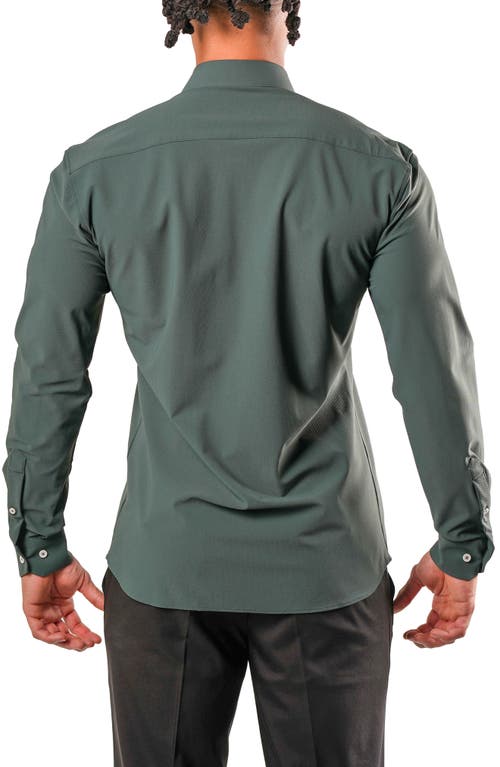 Maceoo Fibonacci Green Micropattern Stretch Cotton Blend Button-up Shirt In Green