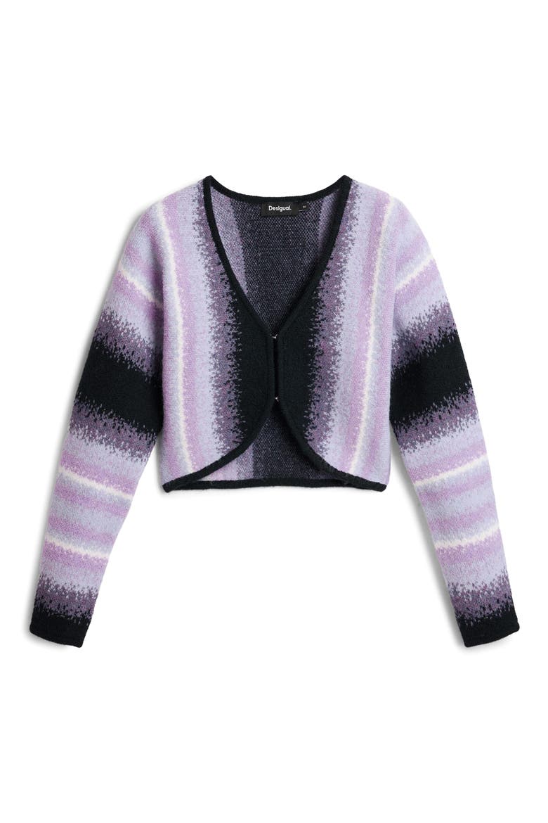 Absract Print Crop Cardigan, Alternate, color, PURPLE MULTI