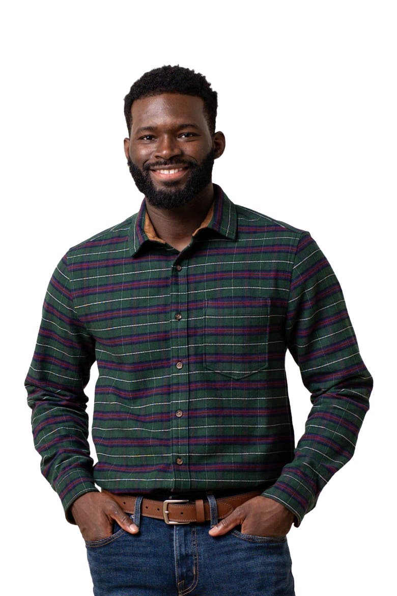 Men's Organic Flannel Shirt with Suede, Main, color, Merry Pine Plaid