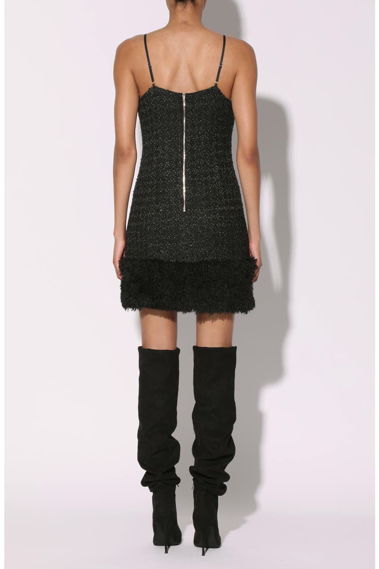 Helen Faux Fur Hem Metallic Tweed Minidress, Alternate, color, MAGIC TWEED
