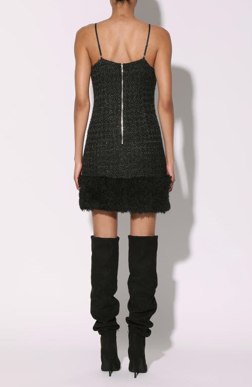 Walter Baker Helen Faux Fur Hem Metallic Tweed Minidress In Magic Tweed