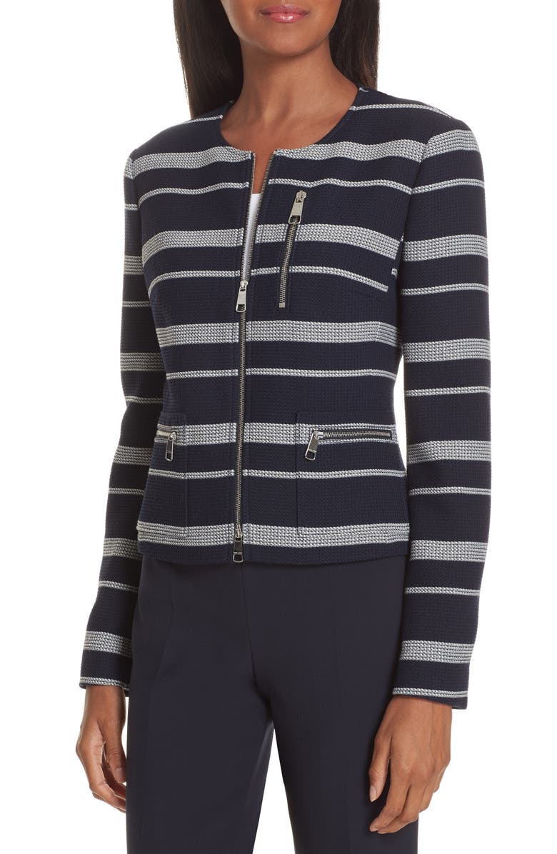 BOSS Kanoa Stripe Jacket, Alternate, color, Dark Navy Fantasy