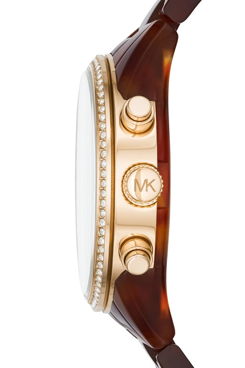 'Ritz' Chronograph Bracelet Watch, 37mm, Alternate, color, BROWN TORTOISE/ GOLD