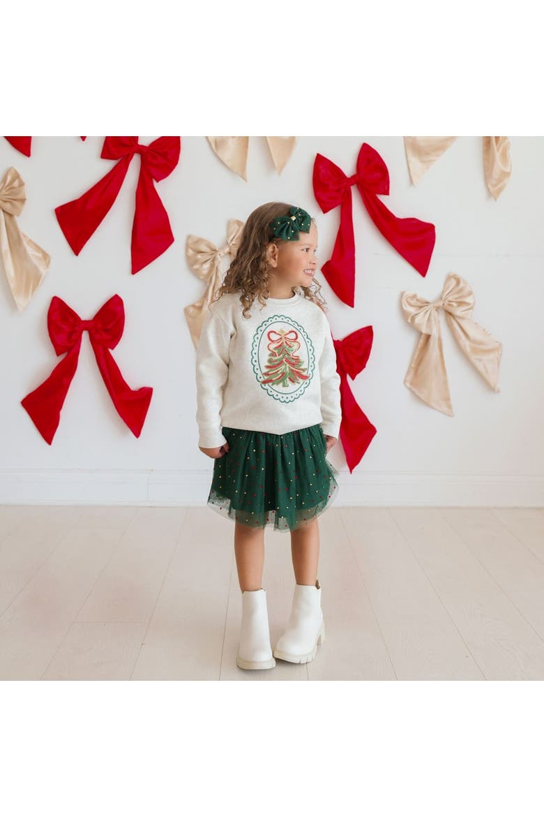 Sequin Christmas Tree Patch Sweatshirt, Alternate, color, Natural Heather