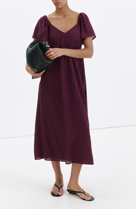 Textured Gathered Empire Waist Dress