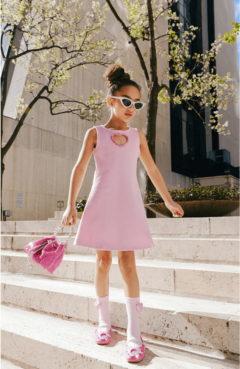 Lola + The Boys Crystal Heart Dress, Alternate, color, Pink