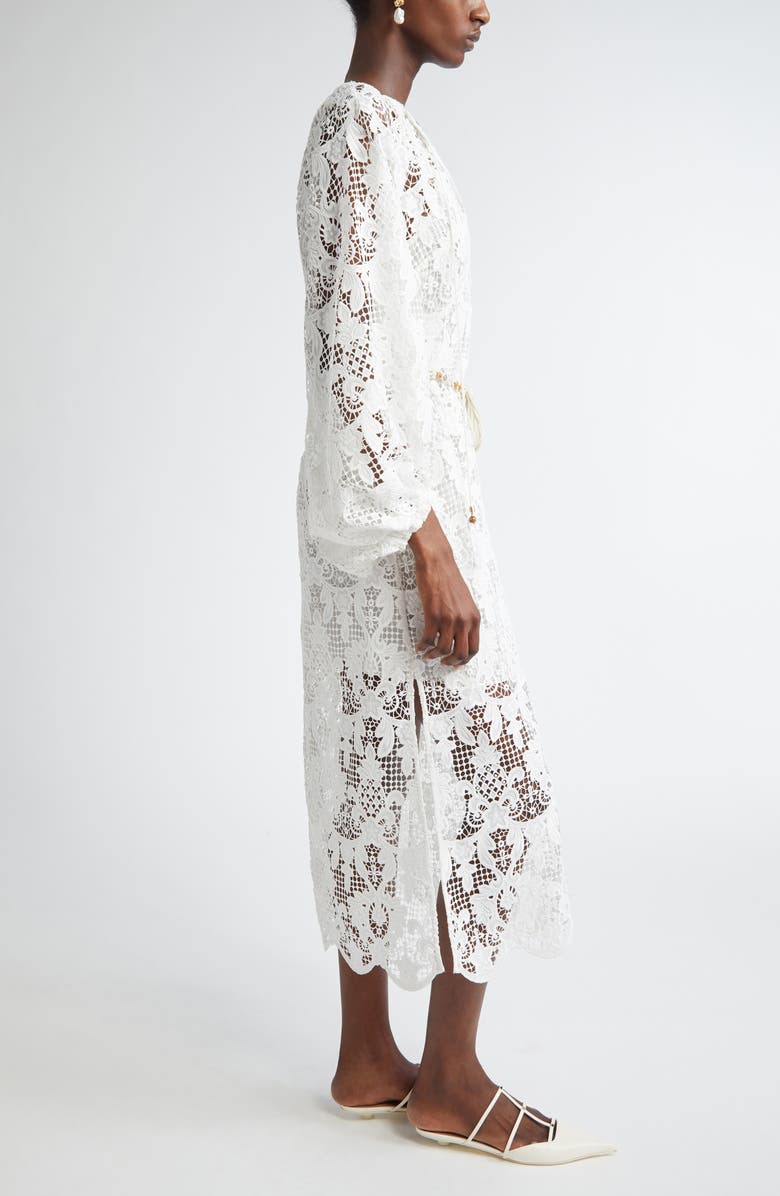 Zimmermann Coro Long Sleeve Guipure Lace Dress, Alternate, color, Ivory