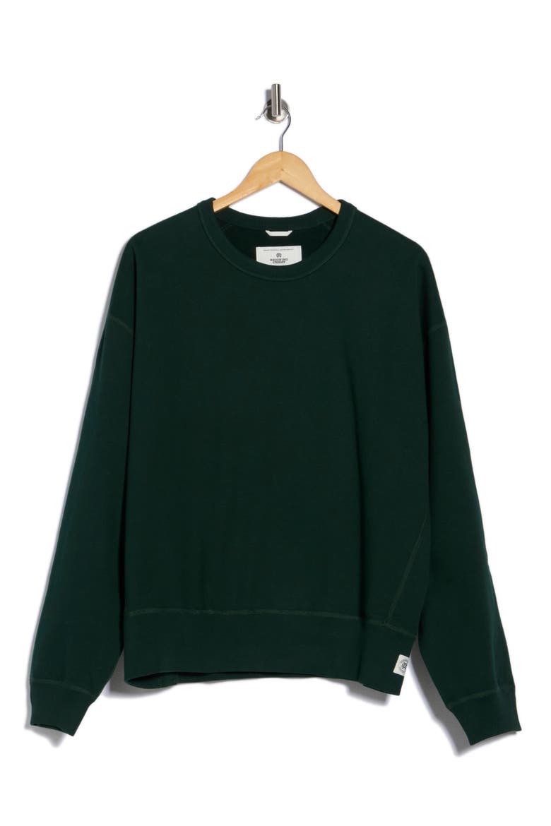 Midweight Terry Relaxed Crewneck Sweatshirt, Alternate, color, BRITISH RACING GREEN