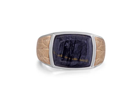 Grey Picture Agate Sterling Silver Men Signet Ring