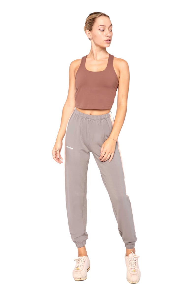 Rebody Active Homebase Fleece Sweatpants, Main, color, Sage/Stripe