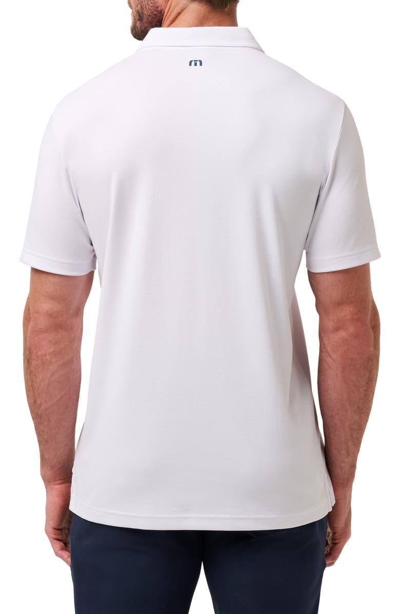 TravisMathew Perfect View Chest Stripe Cotton Blend Piqué Polo, Alternate, color, White