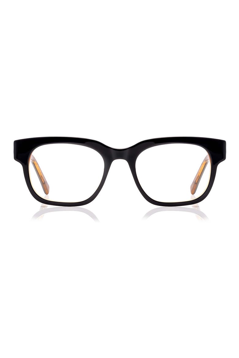 Numero Uno 49mm Rectangualr Readers, Main, color, MILKY BLACK / GREY / AMBER
