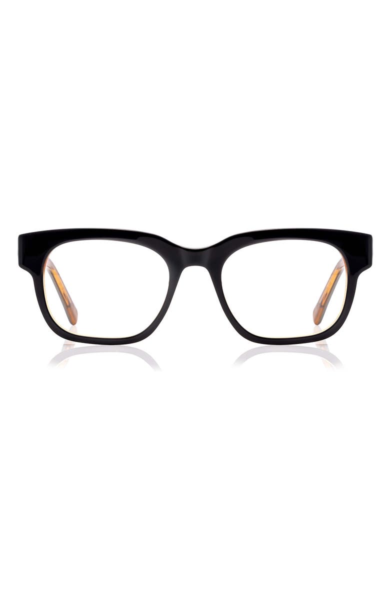 eyebobs Numero Uno 49mm Rectangualr Readers, Main, color, Milky Black / Grey / Amber