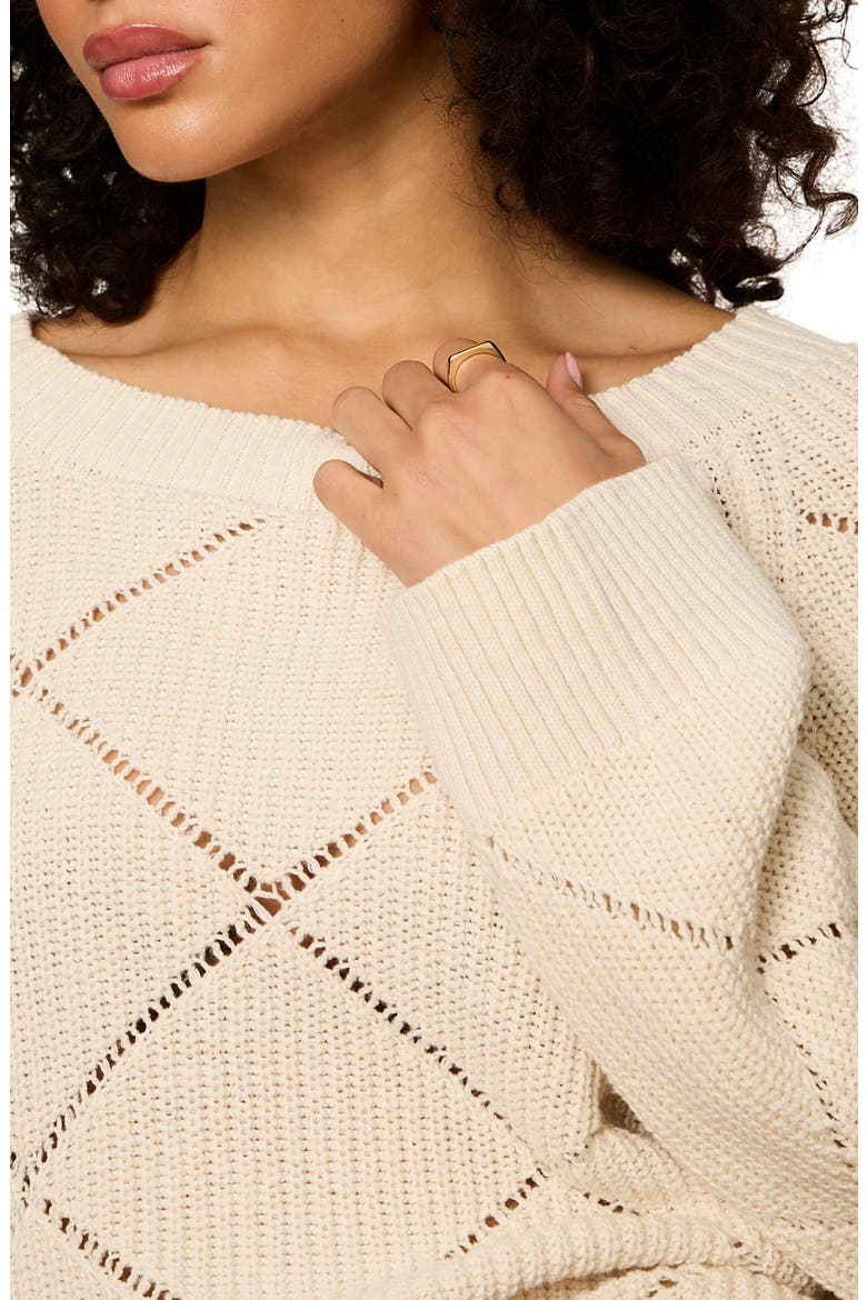 Diamond Stitch Sweater, Alternate, color, BONE WHITE