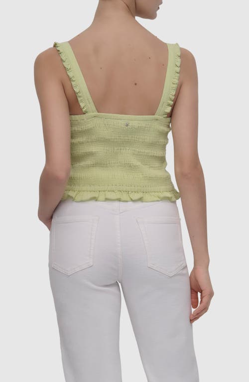 Dkny Jeans Ruffle Strap Smocked Cotton Crop Top