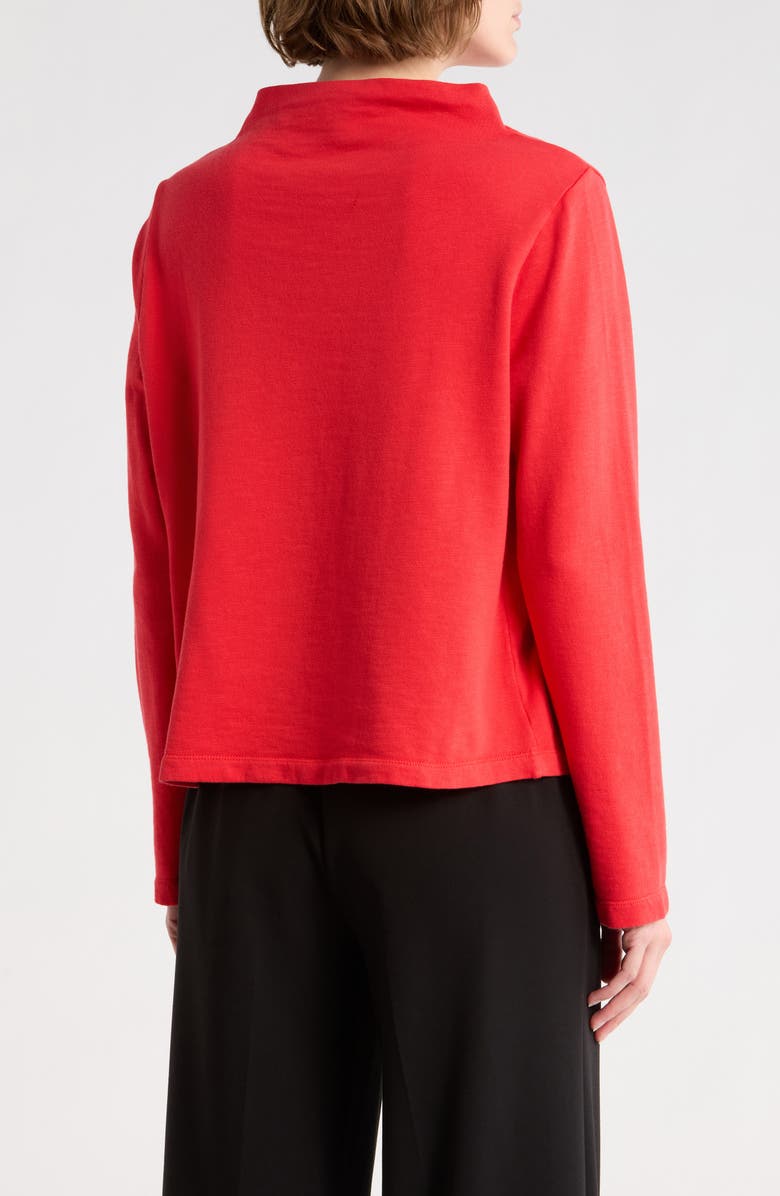Eileen Fisher Funnel Neck Organic Cotton Top, Alternate, color, Cherry