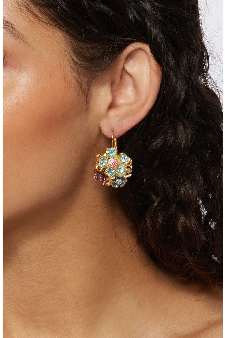 Flower Cluster Lever-Back Earrings, Alternate, color, POLISHED GOLD