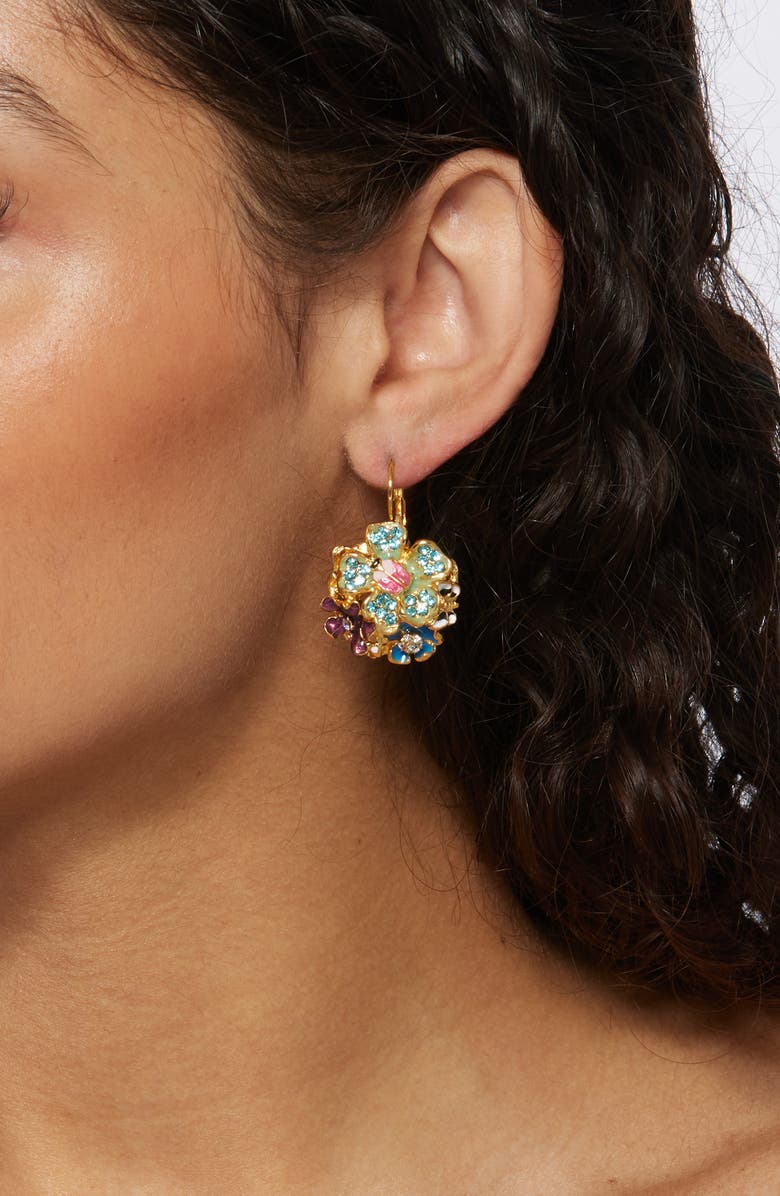 Kenneth Jay Lane Flower Cluster Lever-Back Earrings, Alternate, color, Polished Gold